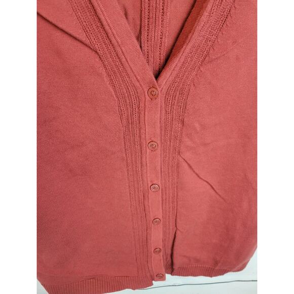 Christopher & Banks Cardigan Sweater Red V-Neck Short Sleeve Women's Size Medium - Picture 7 of 9
